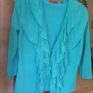 Gorgeous turquoise ruffle sweater S